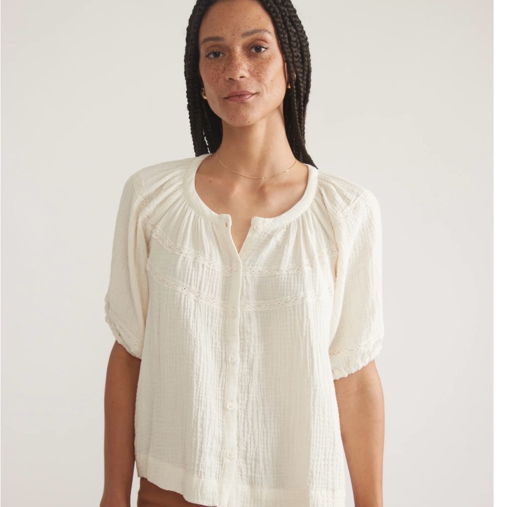Marine Layer Wren puff sleeve top - Ivory